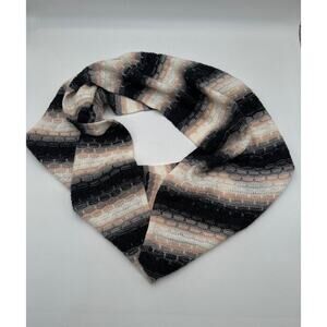 Calvin Klein Striped Infinity Scarf Black Beige Soft Knit Winter Cozy